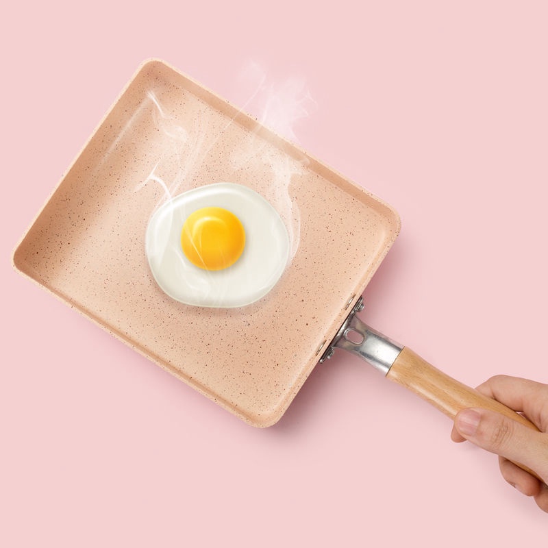 Chảo rán/chảo rán vuông hình chữ nhật Nhật/chảo rán chống dính chảo chiên trứng cuộn/chảo chiên nhỏ 
