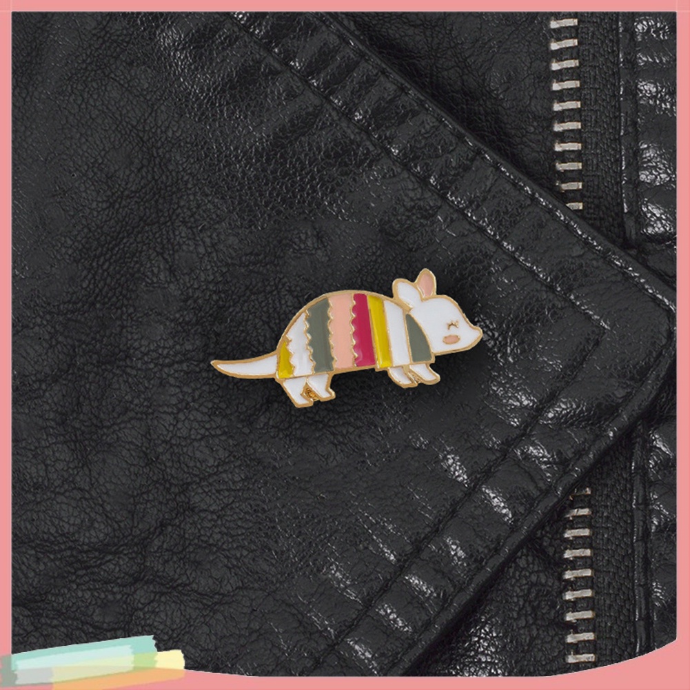 【LK】Cute Cartoon Rainbow Mouse Enamel Badge Lapel Brooch Pin Clothes Decor