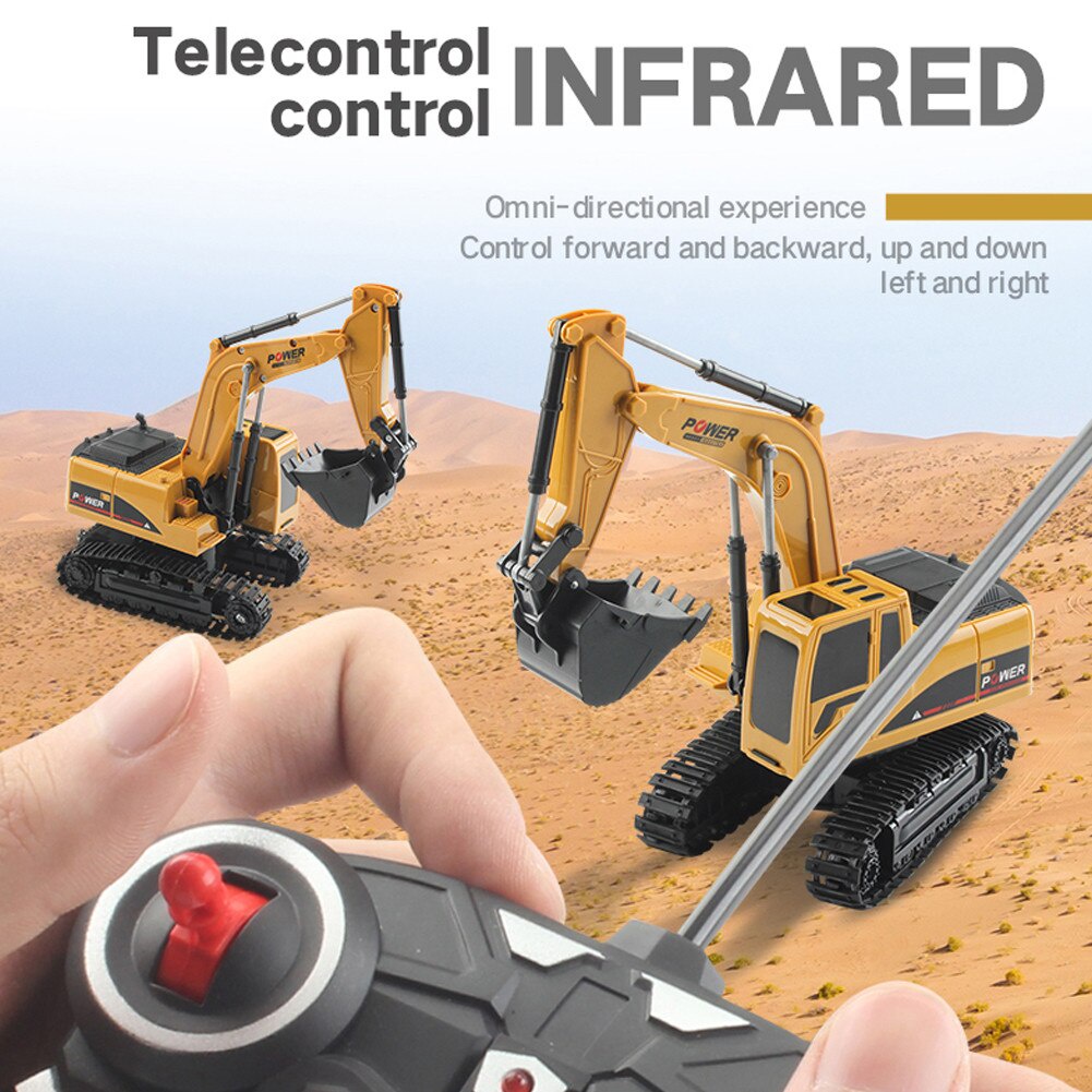 Bộ đồ chơi máy xúc điều khiển từ xa 5 chiều, xe cẩu múc có bánh xích và sạc pin