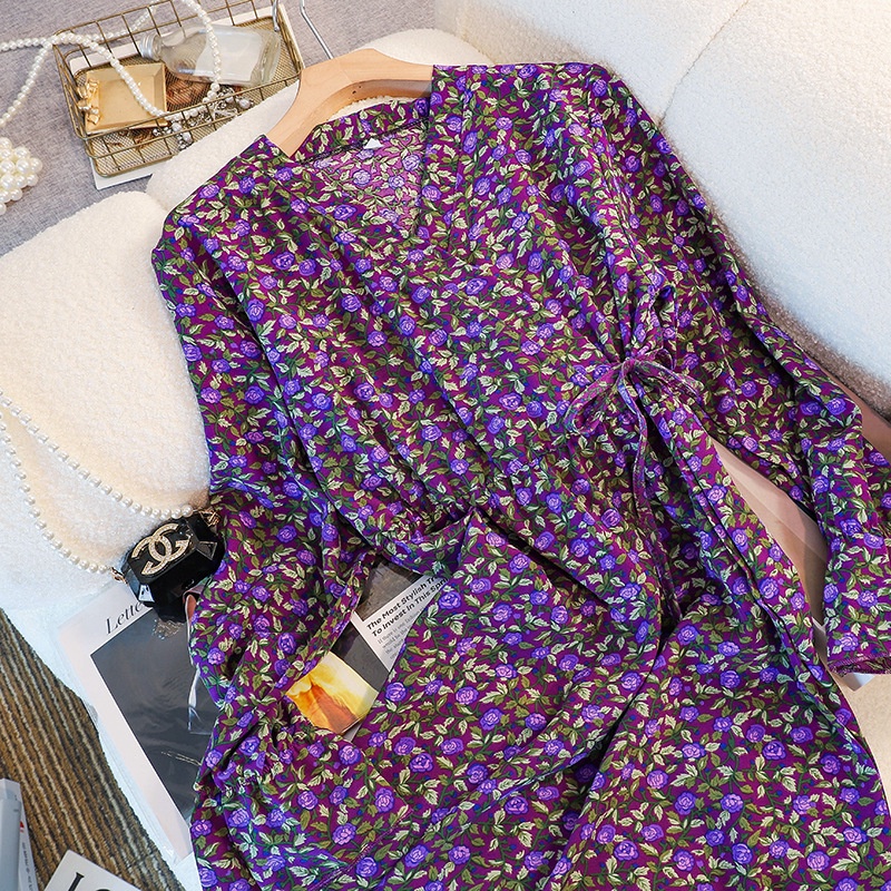 Váy tím đầm dài váy hoa nhí vintage váy cổ v váy bầu xinh váy đuôi cá đầm tay dài đầm đi tiệc váy nữ xinh váy tiểu thư sang chảnhđầm bigsize nữ