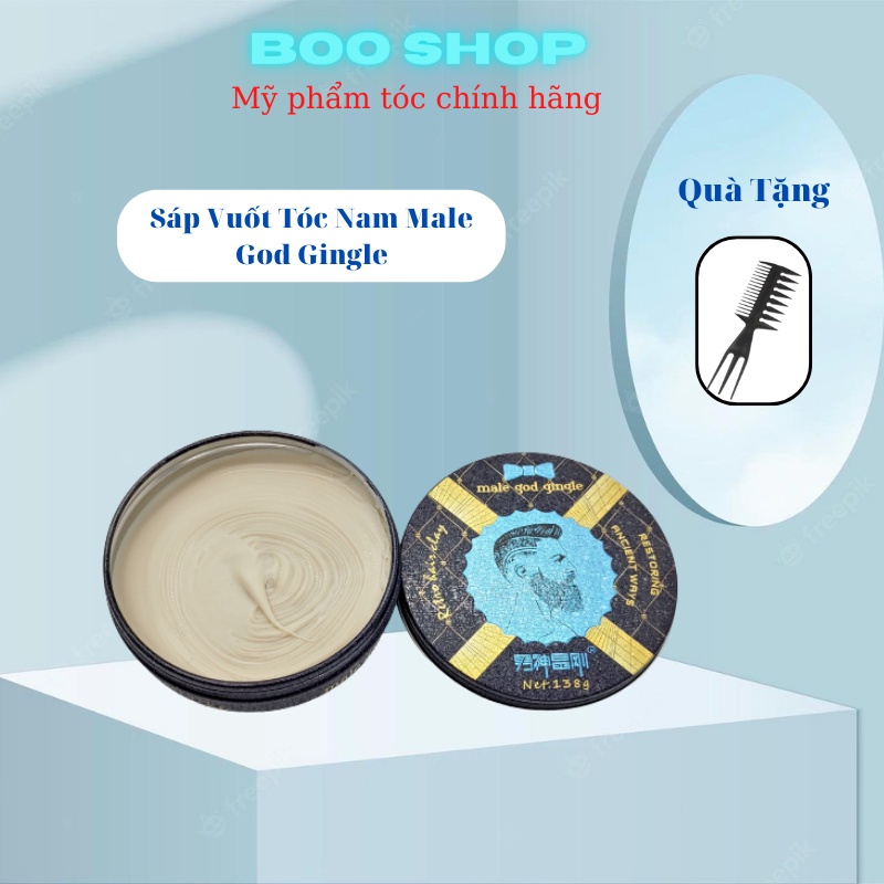 Sáp vuốt tóc clay cao cấp MALE GOD GINGLE - sáp vuốt tóc clay không nhờn không bết tạo phồng tốt 138g