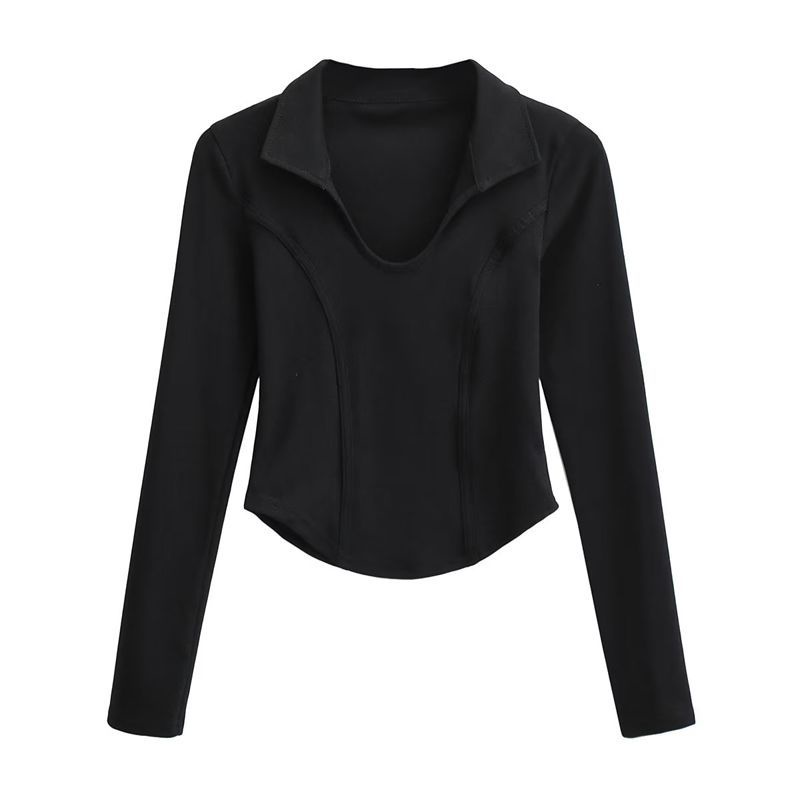 Áo Kiểu Tay Dài Cổ Chữ U Dáng Ôm Phong Cách Retro Dành Cho Nữ