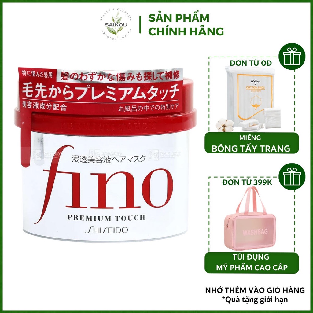 Kem Ủ Tóc Fino Premium Touch 230 g Nhật Bản, Kem Ủ Tóc Fino Shiseido Phục Hồi Hư Tổn Khô Xơ Dưỡng Tóc Mềm Mượt Saikou