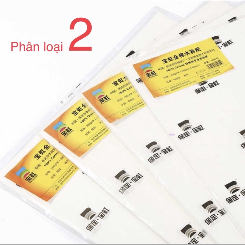 20 tờ A3/4/5/6 - Giấy vẽ Baohong 200gsm 100% Cotton
