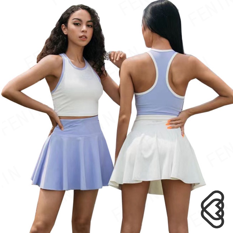 FENIN Bộ áo sát nách + chân váy tenniscó đệm thoáng khí cao cấp FSE45P