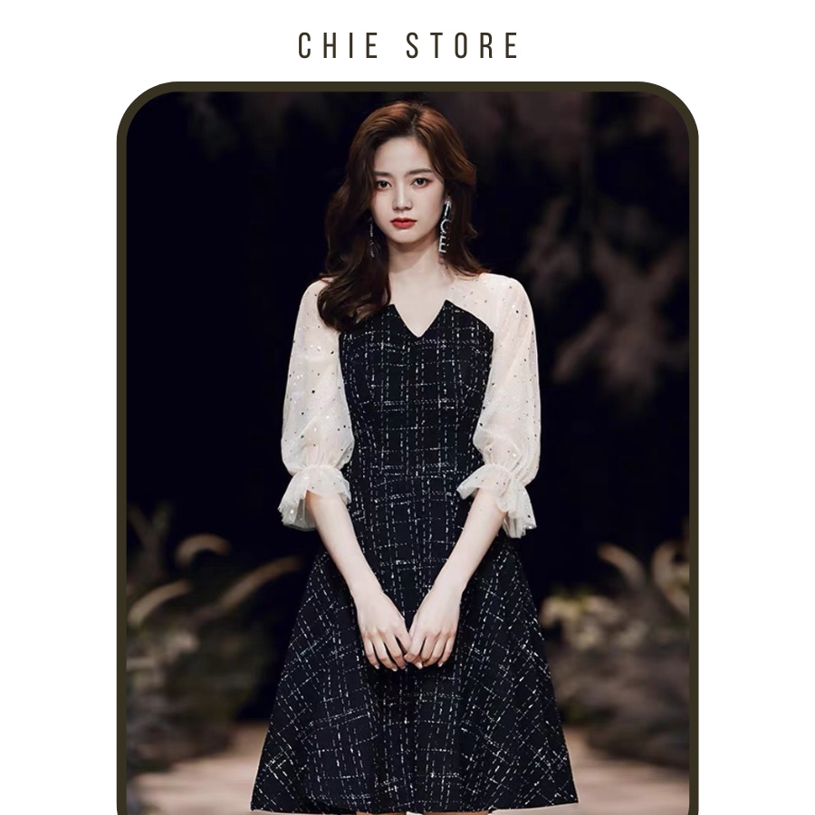 Đầm thiết kế Anlla dress dạ phối tay lưới sang chảnh dự tiệc CHIE