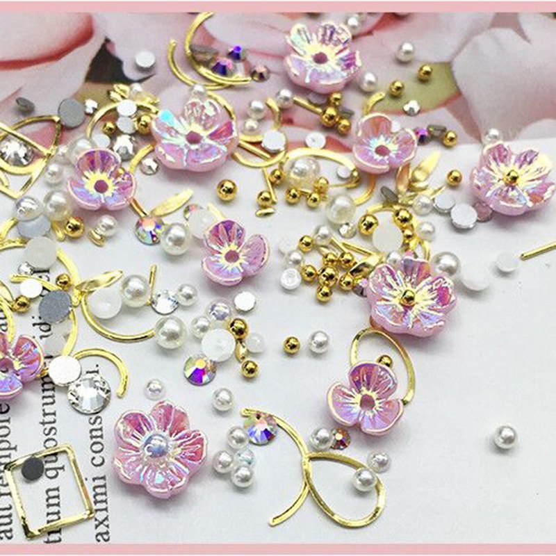 Set 6 Hộp Hạt Đá Đính Móng Tay 6 Màu JP5