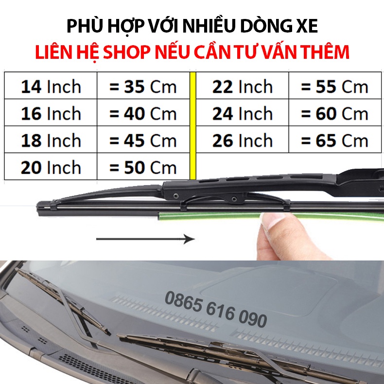Gạt mưa xe ô tô xe hơi siêu sạch , cần gạt nước mưa thanh xương sắt lưỡi silicon bền đẹp