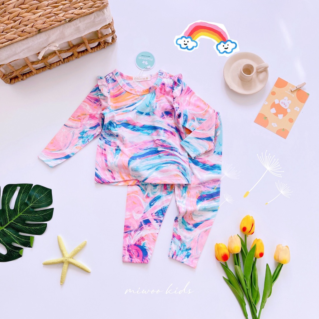 ( Bảng 1) Bộ dài tay Miwoo kids cho bé gái.
