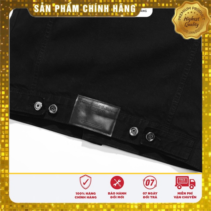 Áo Khoác Jean Nam Classic ICON DENIM All Black nguyên liệu Jean cứng cáp trang điểm Có Túi Trong AKID0067