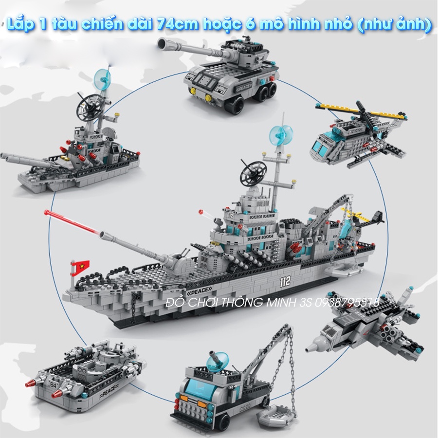 Hộp quà tặng đồ chơi lắp ráp mô hình tàu chiến 1560 chi tiết, đồ chơi lắp ráp thông minh chiến hạm 1560pcs