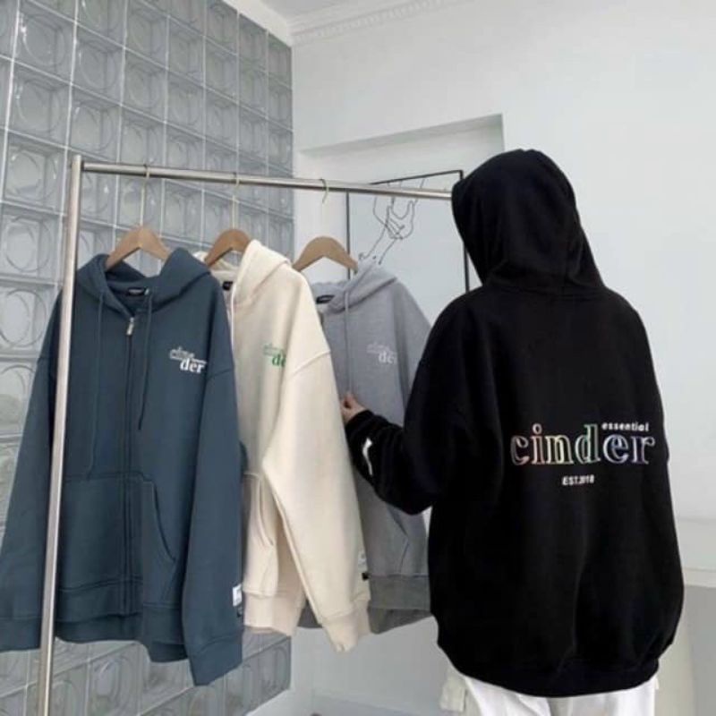 ÁO KHOÁC NỈ HOODIE KHÓA KÉO CINDER NÓN 2 LỚP DÀY DẶN SIÊU ĐẸP