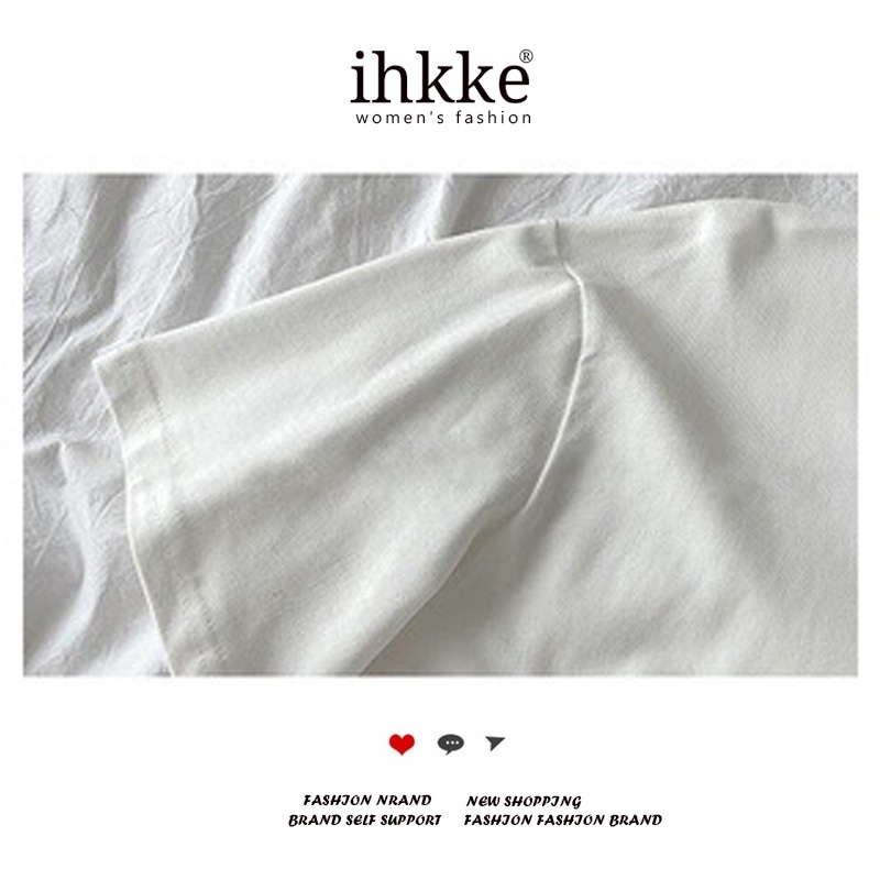 ihkke Áo Thun Đen Ngắn Tay In Chữ Phong Cách Hàn Quốc Thời Trang unisex