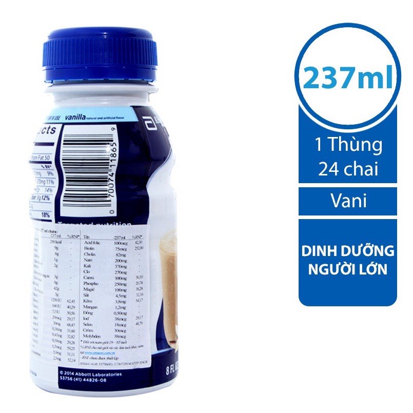 Sữa Ensure nước chính hãng Mỹ 237ml - lẻ 1 hộp