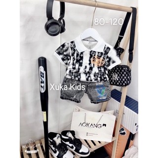 Set Polo thêu + quần jean co giãn cho bé 10-18kg