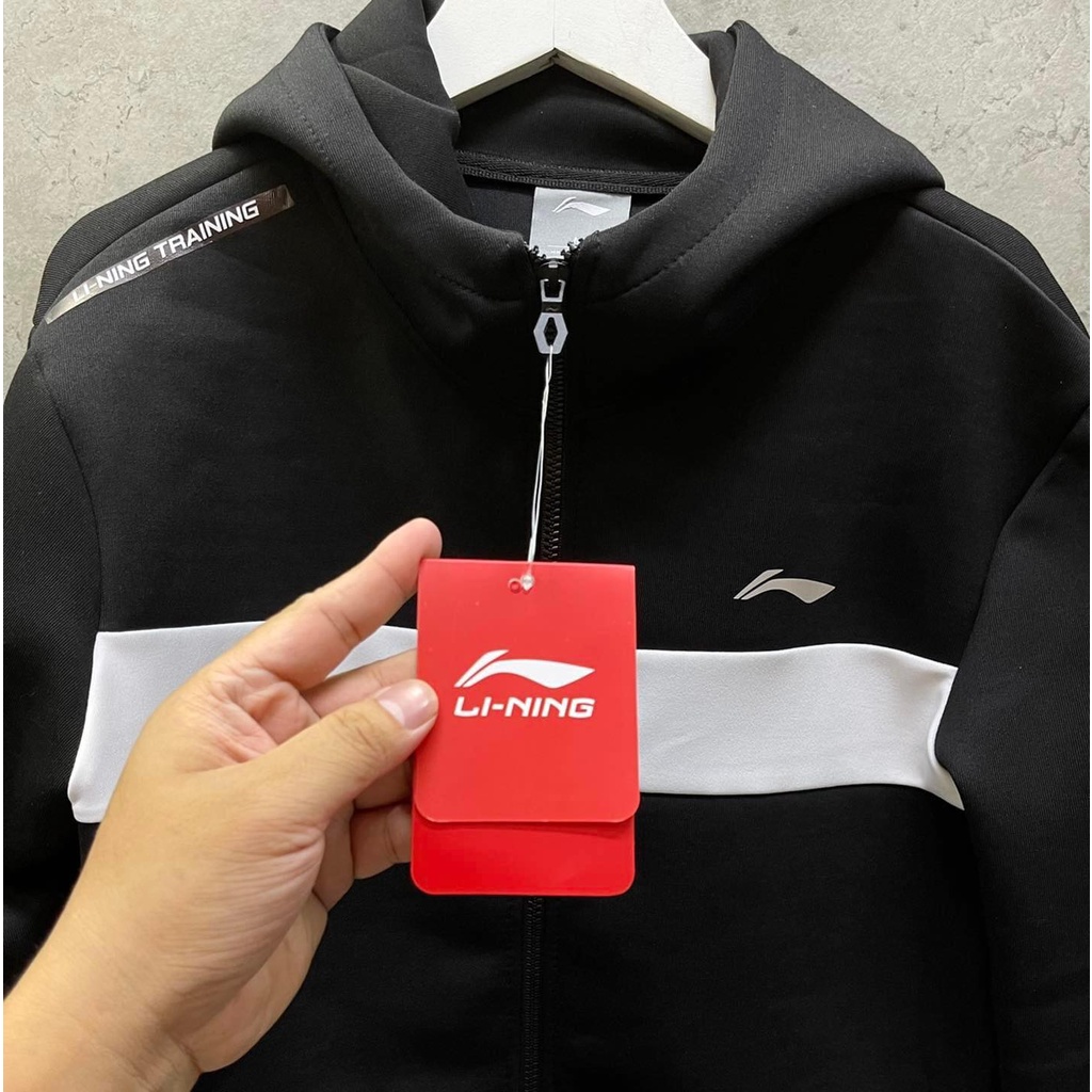 Bộ nỉ thể thao nam có mũ LINING cao cấp, set bộ quần áo nam chất liệu nỉ cao cấp trẻ trung nặng động