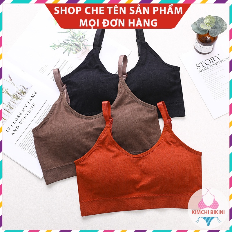 Áo bra 2 dây sẵn đệm đẩy ngực KIMCHIBIKINI Áo nót nữ cotton hàng xuất nhật AL002