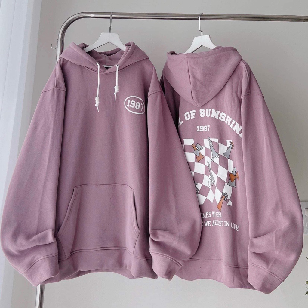 Áo Hoodie Form Rộng Unisex Hoạ Tiết BÀN CỜ 1987