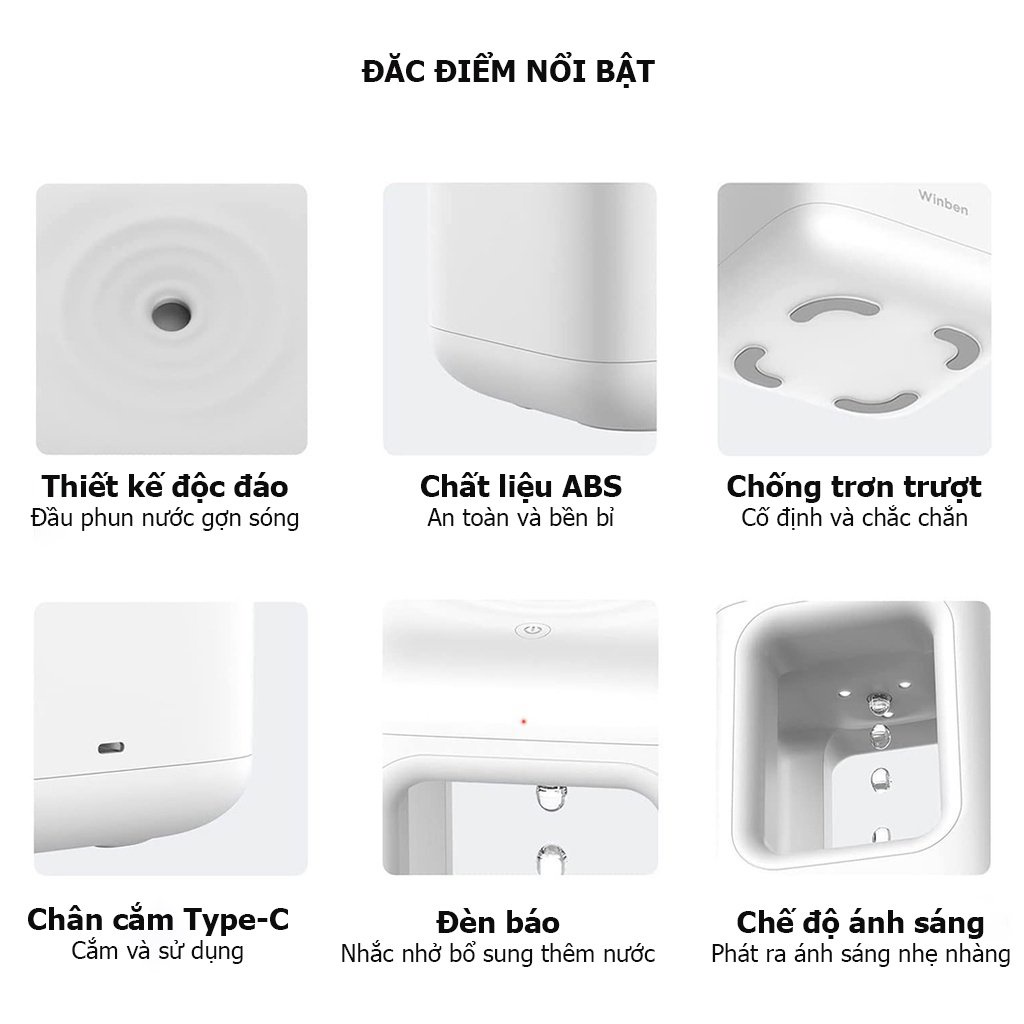 Máy phun sương tạo ẩm Xiaomi Youpin Winben 500ML máy phun sương không trọng lực tích hợp đèn ngủ | BigBuy360 - bigbuy360.vn