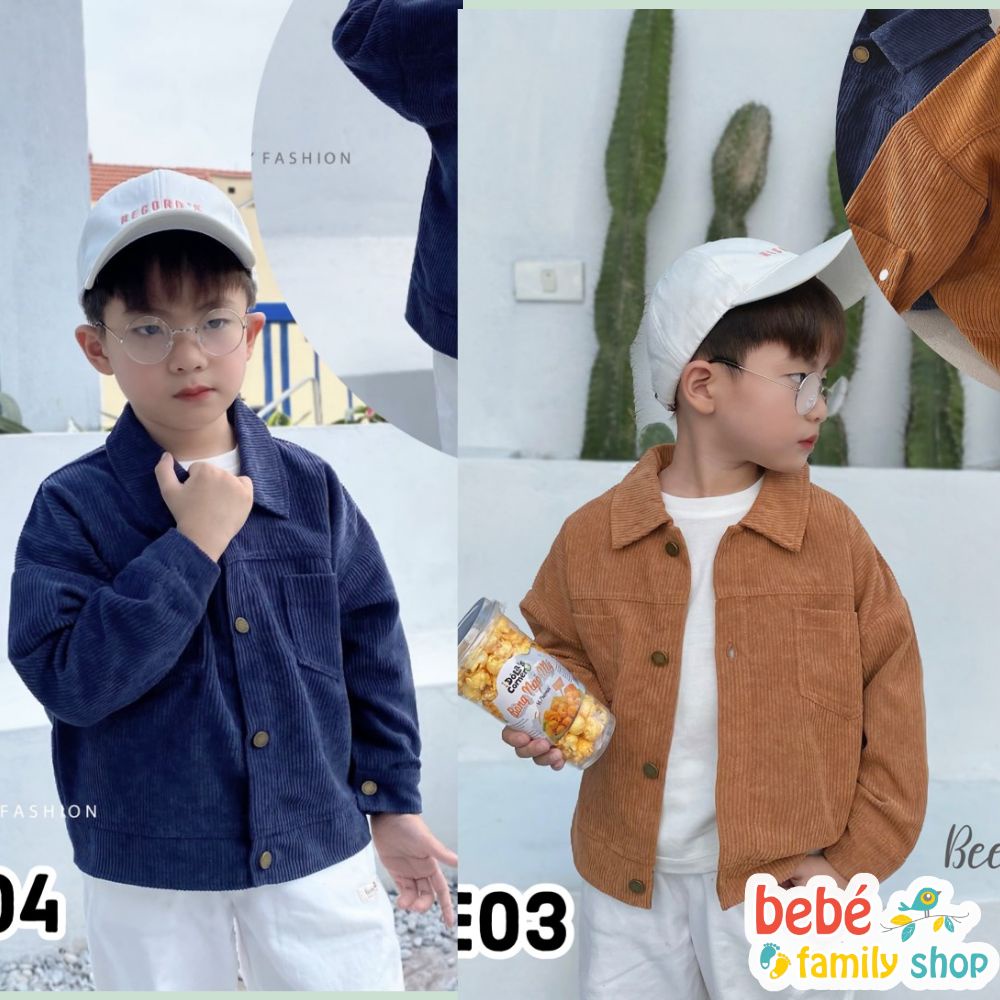 Áo khoác bé trai Beemo 8-24kg chất liệu nhung tăm cá tính áo khoác thu đông cho bé trai 1-6 tuổi - ATBE