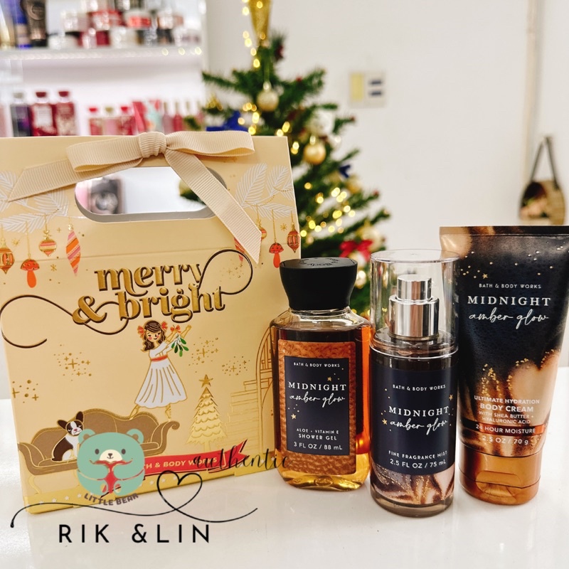 Auth _MIDNIGHT AMBER GLOW _ SET HỘP QUÀ HÃNG Bath & Body Works Usa
