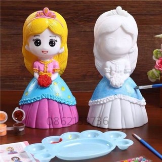 Tượng tô màu Hình công chúa cầm hoa - Tượng tô màu thạch cao - Tượng tô công chúa