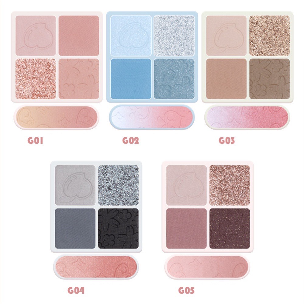 Bảng phấn mắt má 2 tầng kèm phấn má Gogotales Amoy Likes Blush GT426 phấn lì mịn có nhũ lên màu chuẩn rõ nét