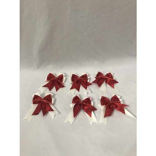 Nơ Lụa Satin Thắt Sẵn Trắng Phối Đỏ/Nơ