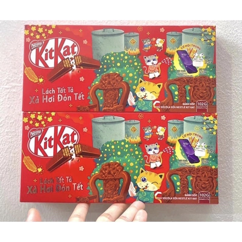 Bánh Socola Kitkat hộp nhỏ 102G & hộp lớn 204G (vị nguyên bản/ vị matcha) Hộp Mẫu Tết 2023