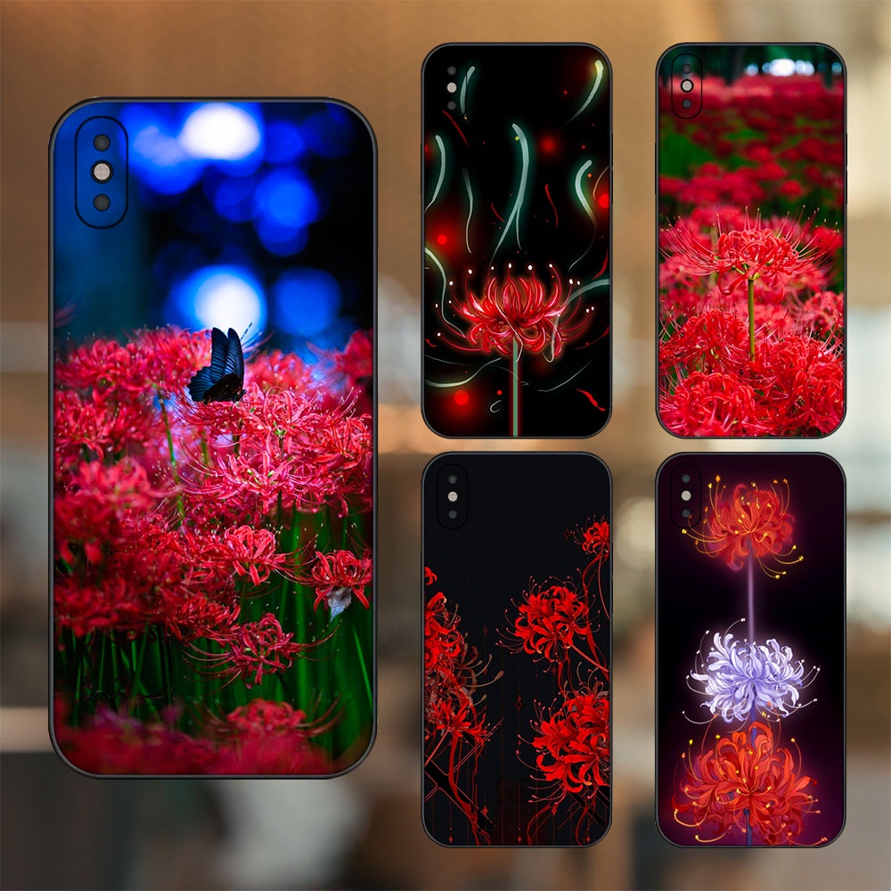 Ốp lưng iPhone Xs Max dẻo đen cạnh vuông in hình Hoa Bỉ Ngạn Hoa Mạn Đà La