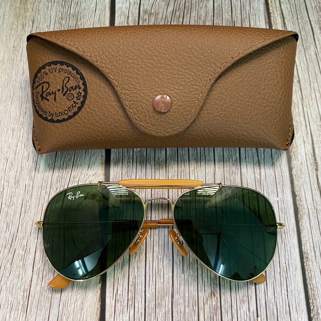 Kính Rayban 3 cầu cho Mỹ. khắc BL, tròng xanh rau muống. Ảnh Thật, bọc vàng 12k khắc trên gọng. tròng thủy tinh