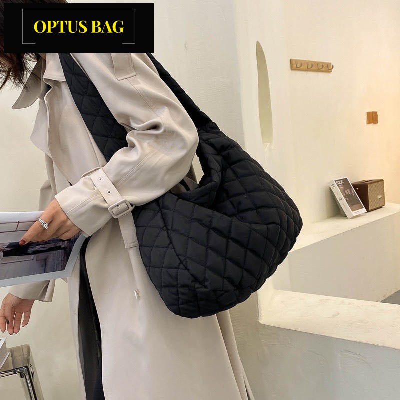 Túi Tote Đeo Dưới Cánh Tay Optusbag Bằng Cotton Họa Tiết Kẻ Sọc Nhiều Màu Sắc Thời Trang Mùa Đông Cho Nữ