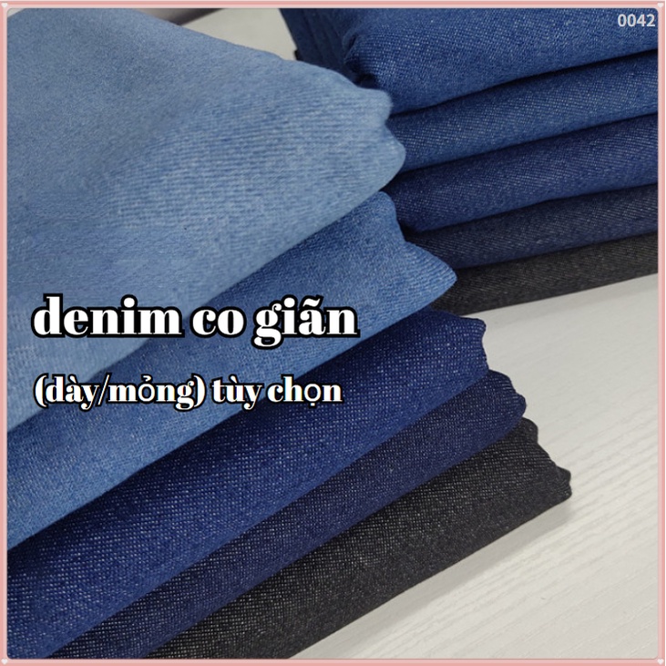 Vải Denim Cotton Nguyên Chất Co Giãn May Vá Quần Áo (Dày / Mỏng)