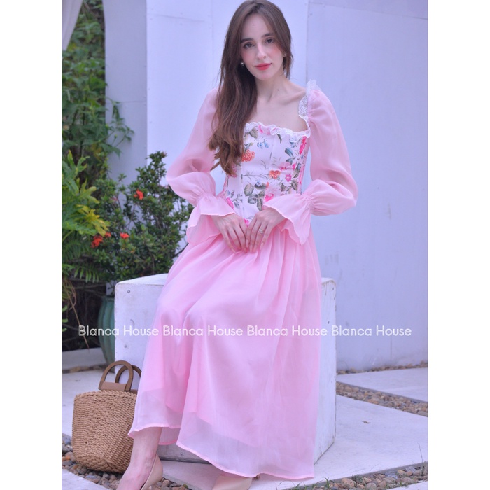 Đầm tơ hoa hồng tiểu thư Isabella dress