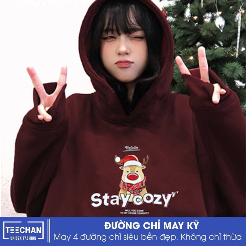Áo Hoodie nam nữ HD513 STAY COZY unisex TEECHAN phong cách Hàn Quốc cá tính dài tay dày dặn Streetstyle