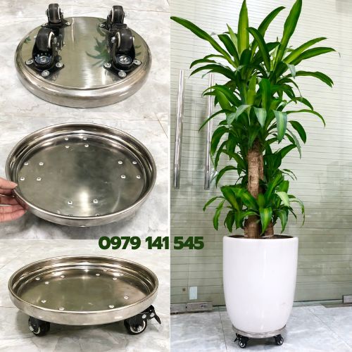Đế Lót Chậu Cây thông minh, kệ để chậu thông minh, Có Bánh Xe Di Chuyển, có chốt khóa an toàn, chất liệu Inox