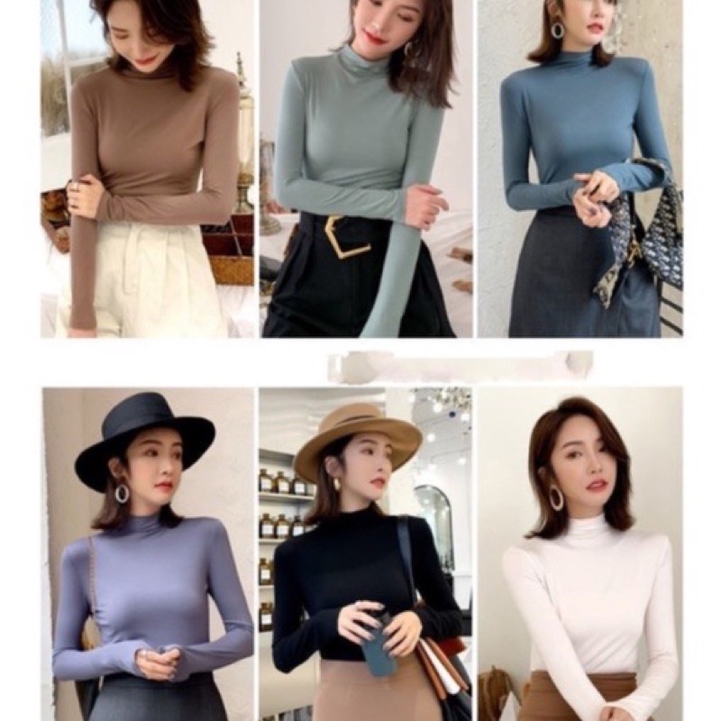 Áo giữ nhiệt nữ cổ cao, co giãn 4 chiều dày dặn, áo thun giữ nhiệt dài tay nguyên anh xm