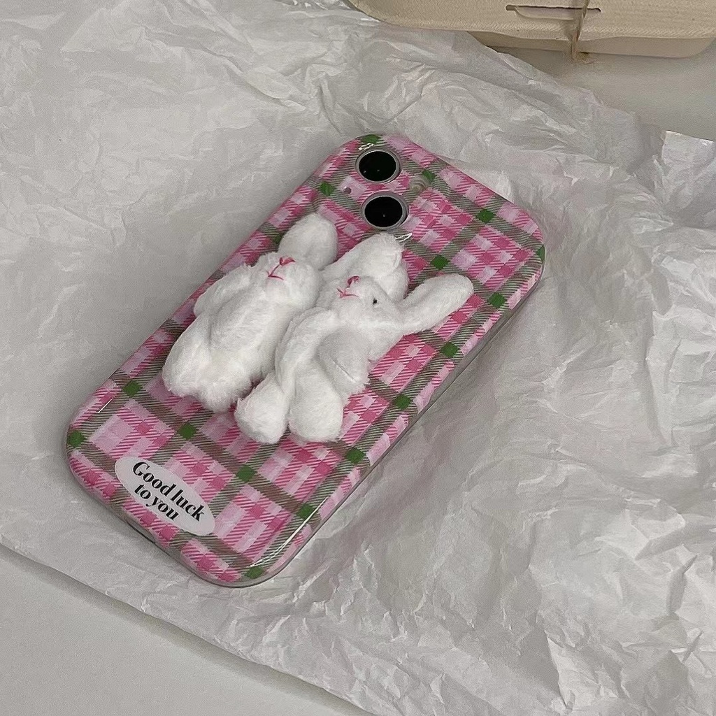 Ốp Điện Thoại Chất Lượng Cao Hình Thỏ Hồng Cho iPhone 14 13 12 11 Pro Max