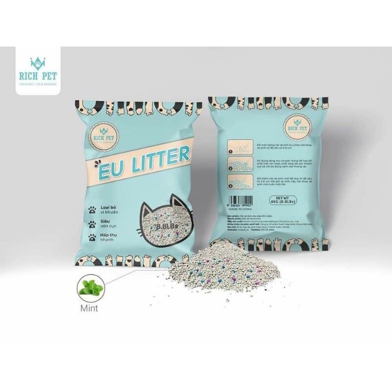 Cát đất sét EU LITTER SIÊU VÓN ÍT BỤI