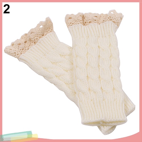 Đôi găng tay len hở ngón phối ren độc đáo trẻ trung cho nữ