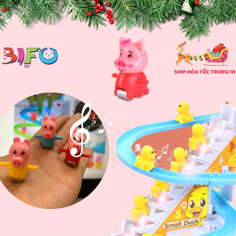 LẺ 1 phụ kiện leo cầu thang (1 chú heo, 1 con vịt) trong bộ đồ chơi Heo peppa, Heo Piggy, Vịt vàng, Heo hồng mẫu mới