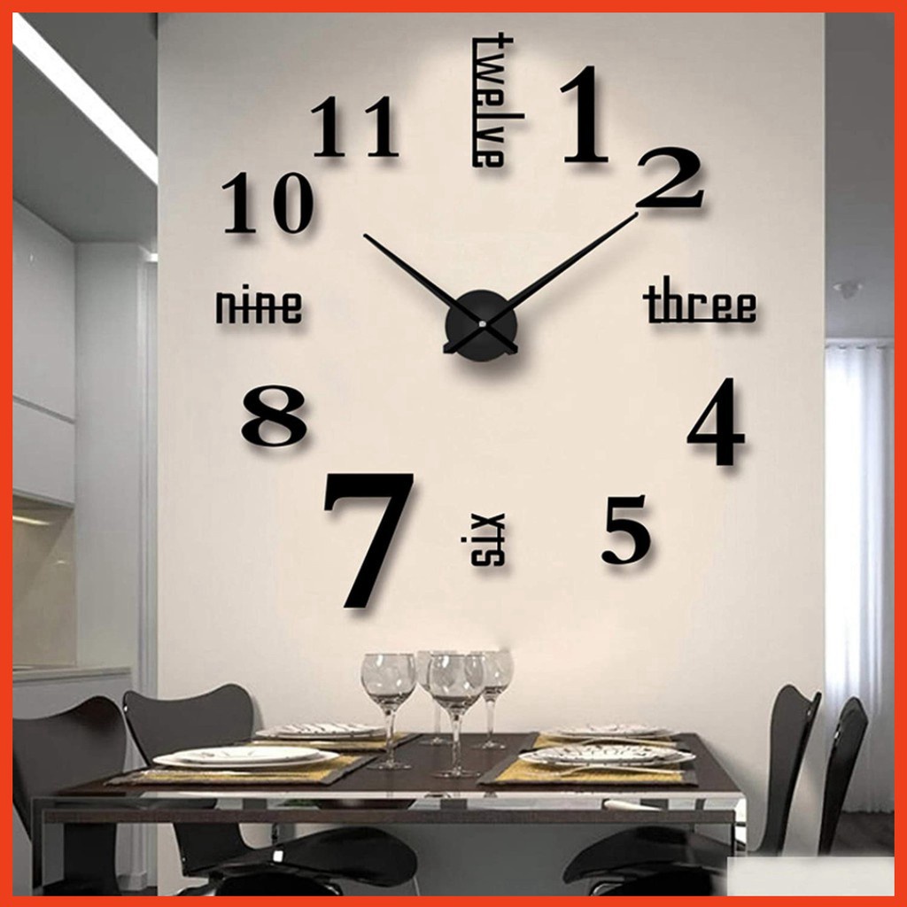 Đồng Hồ Dán Tường 3D Loại lớn trang trí decor siêu đẹp