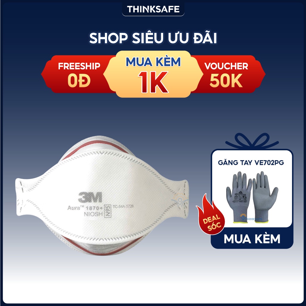 Khẩu trang N95 3M 1870+ dùng trong phẩu thuật đạt chuẩn N95 và P2, chống bụi, phòng độc, phòng dịch - Thinksafe