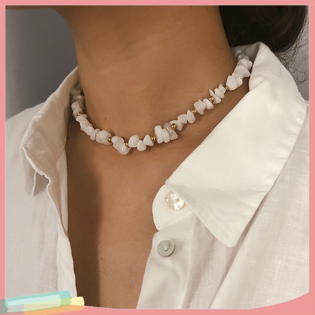 Dây Chuyền Hợp Kim Trang Trí Đá Màu Trơn Trang Trí Tua Rua Xinh Xắn Cho Nữ