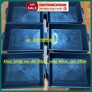 Khay Trồng Rau Sạch dài 50cm xrộng 40cm x cao 10cm, Máng trồng rau bằng nhựa dẻo dai,độ sâu tiết kệm đất trồng, Chậu cây