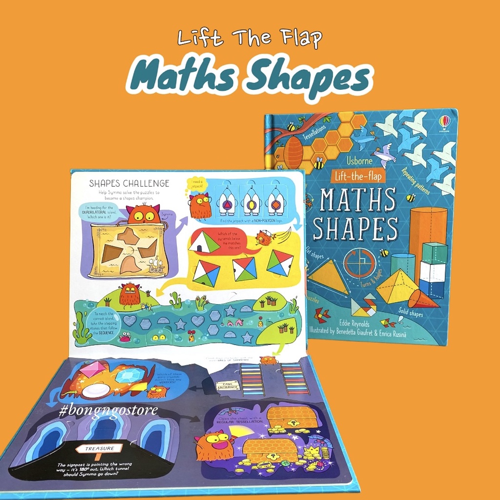 Sách Lift-the-Flap Maths Shapes - toán hình học bằng tiếng anh lật mở dành cho học sinh.