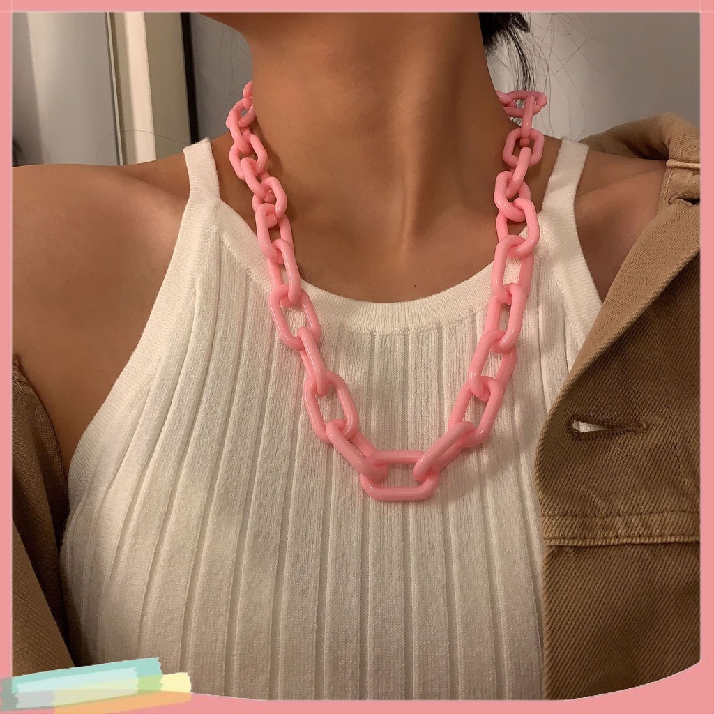 Dây chuyền kiểu chuỗi xích acrylic màu trơn độc đáo thời trang dành cho nữ