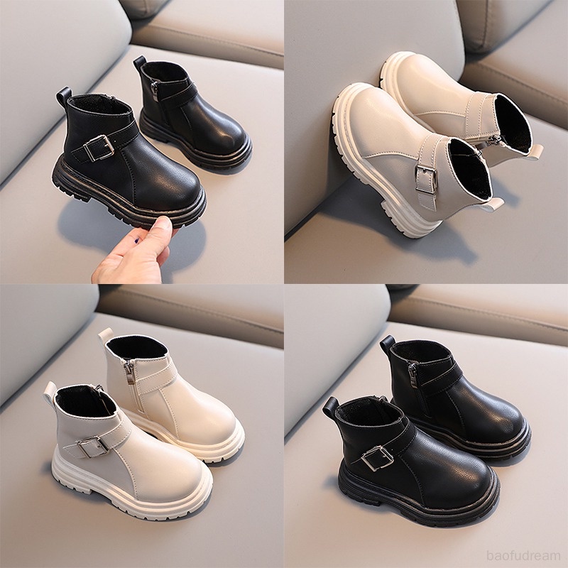 Giày Boots Phối Khóa Kéo Bên Hông Phong Cách Thời Trang Mùa Thu Anh Quốc Cho Bé Trai