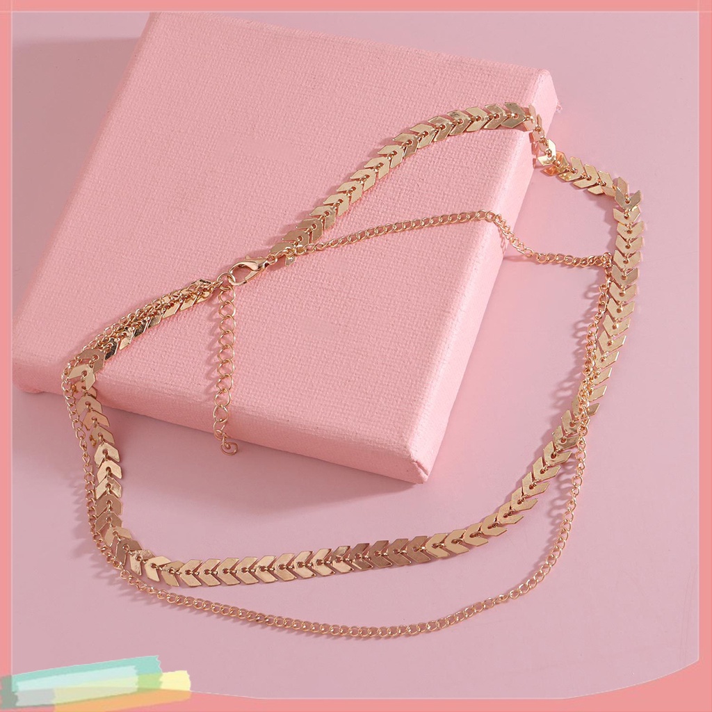 Vòng cổ choker hợp kim 2 lớp mạ vàng thời trang cho nữ