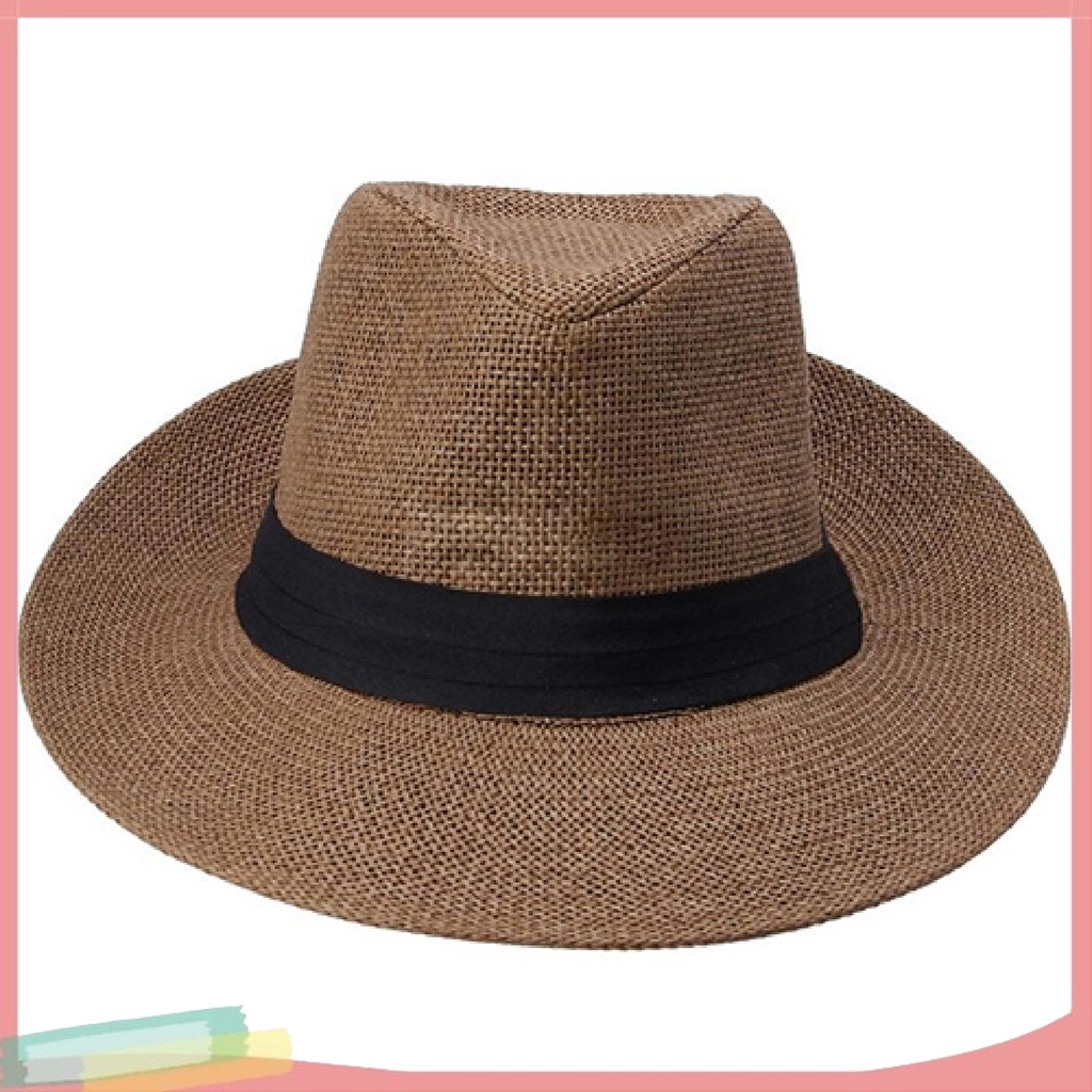 Mũ rộng vành màu trơn chất liệu rơm thời trang cho nam và nữ